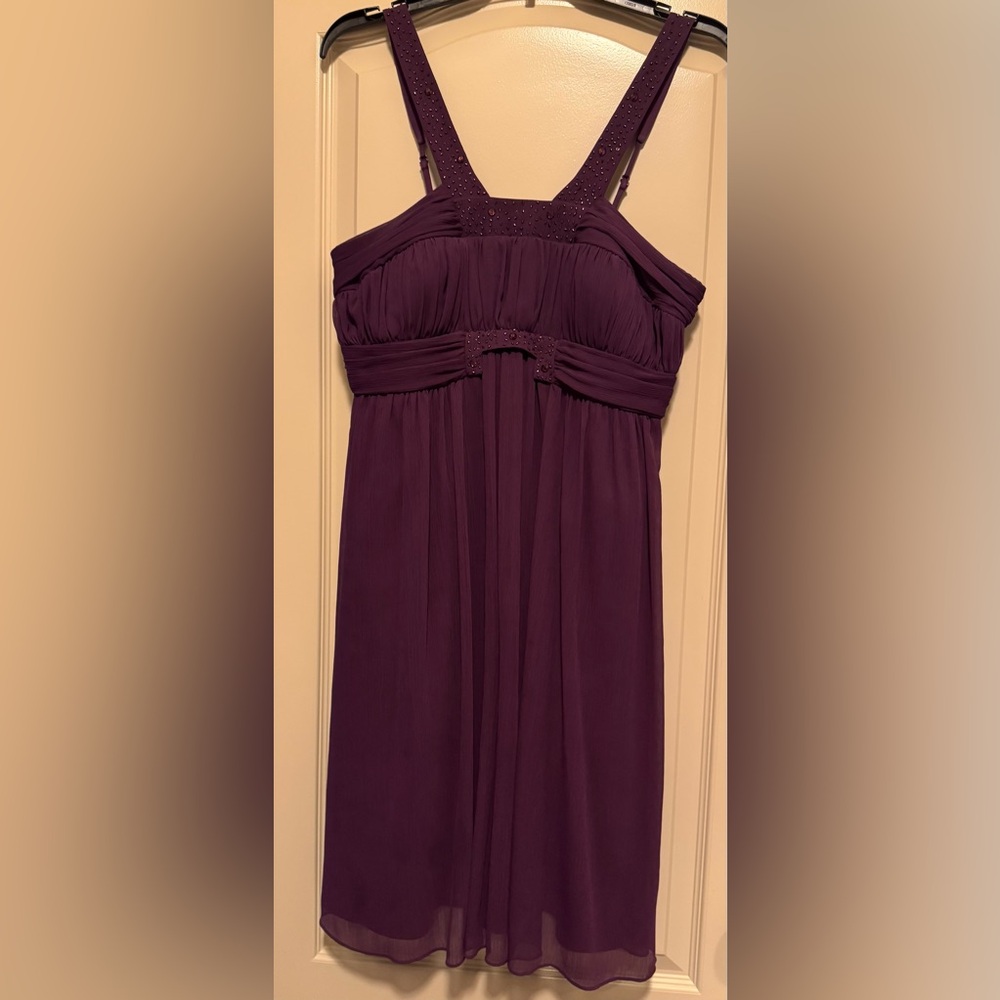 Max & Cleo cocktail/party chiffon dress in deep purple in size 10